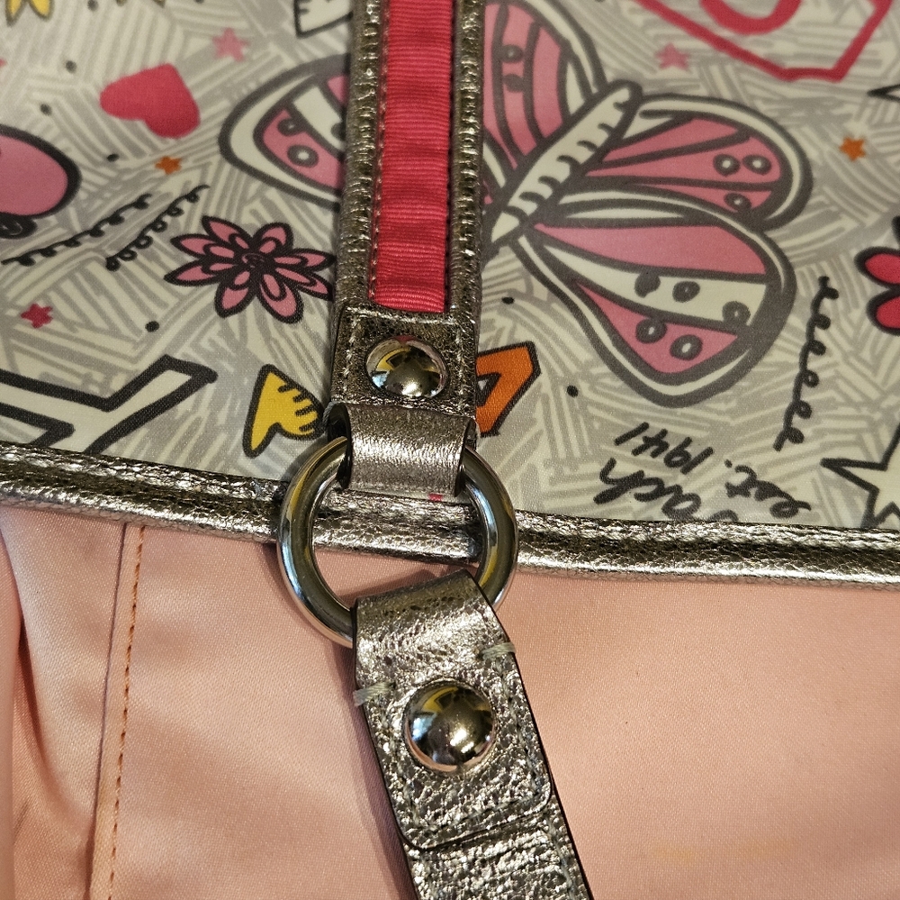 🦋🩷🌻Coach Y2K Poppy GRAFFITI Pink Orange Yellow Gray Tote Bag EPC🌻🩷🦋 - Picture 10 of 12